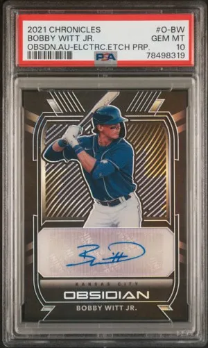 2021 Chronicles Obsidian Bobby Witt Jr. Electric Etch Auto /49 front